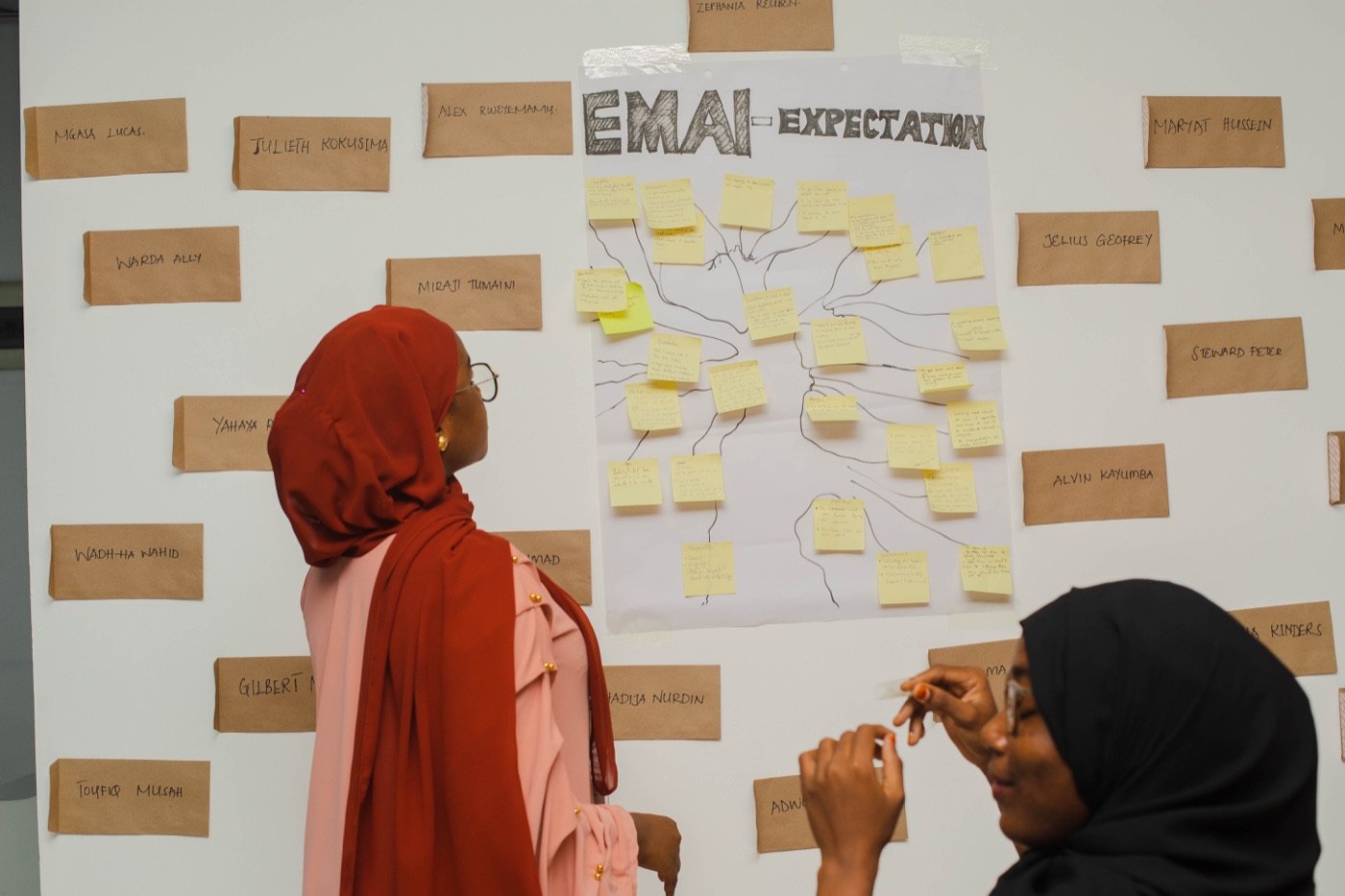 Women contributing to the EMAI expectations board